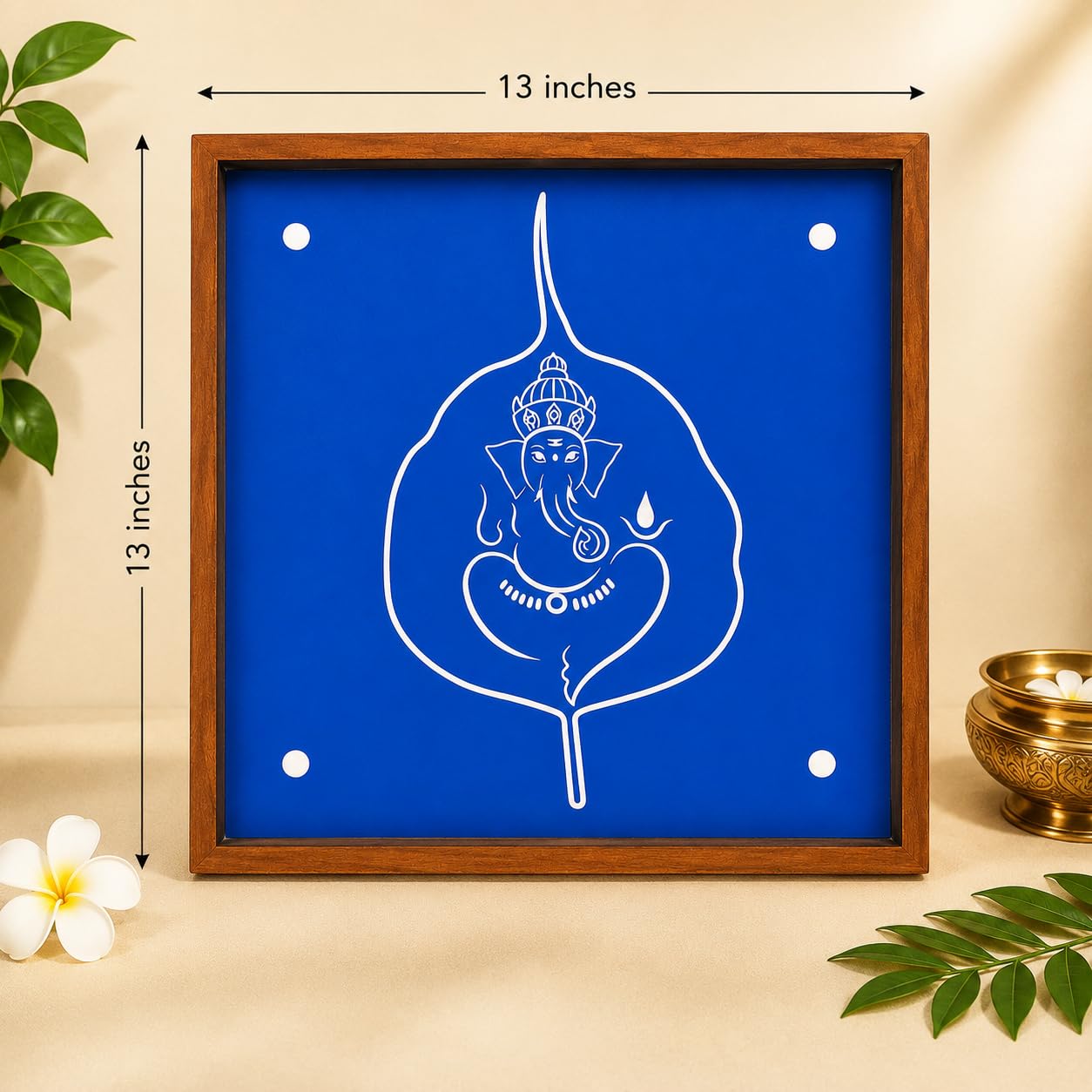 Rangly Big Leaf Ganesha Wooden Rangoli Stencil