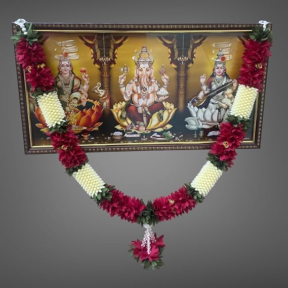 SHRI MATAJI Store Artificial Mala for God Photo Frame Maroon