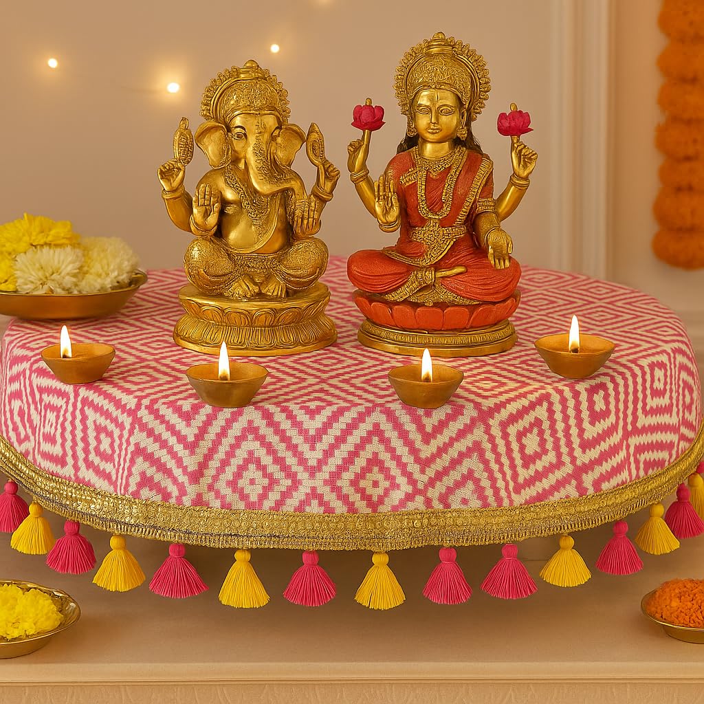 Pooja Aasan Cloth for Temple Idol| Designer Puja Chowki Tassel Mat