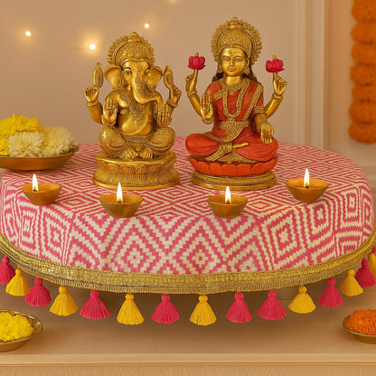 Pooja Aasan Cloth for Temple Idol| Designer Puja Chowki Tassel Mat