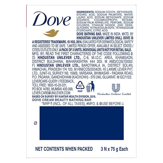 Dove Cream Beauty Bathing Bar With ¼ Moisturizing Cream