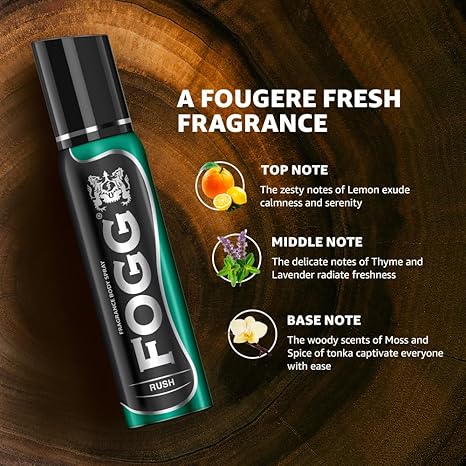 Fogg Rush No Gas Deodorant for Men, Long-Lasting Perfume Body Spray