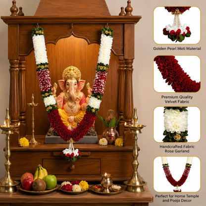 Cotton Handmade Artificial Flower Garland for Photo Frame Mala for god Idols