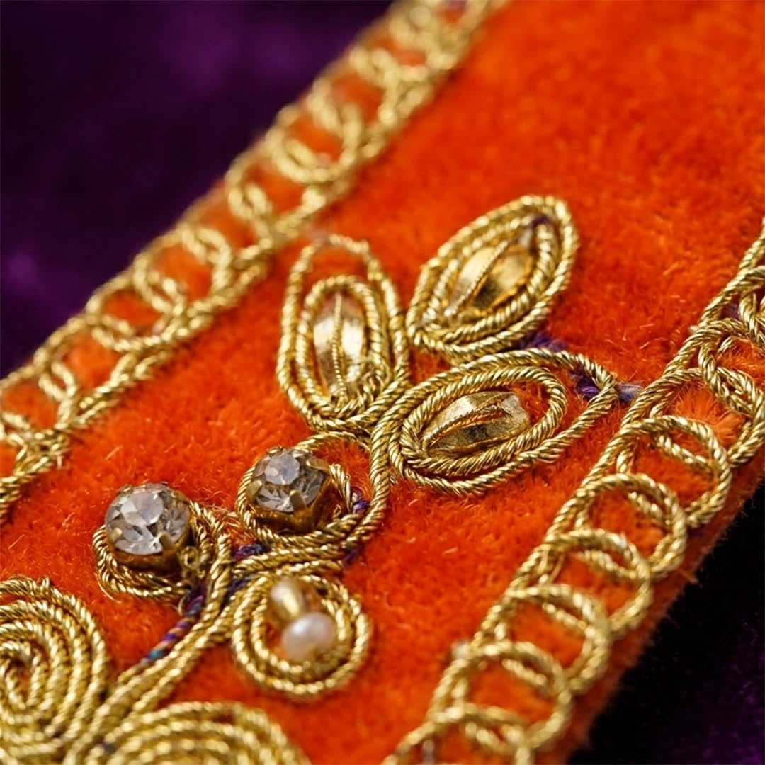 Premium Orange Ganpati Shela for Idol  Velvet Ganesha Dupatta