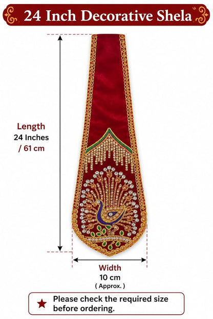 Velvet God Idol Dupatta Shela Chunri Chunni Vastra Peacock Stone Work