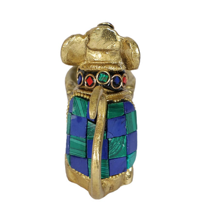 Two Moustaches Brass Ganesha Mouse Oil Lamp Diya