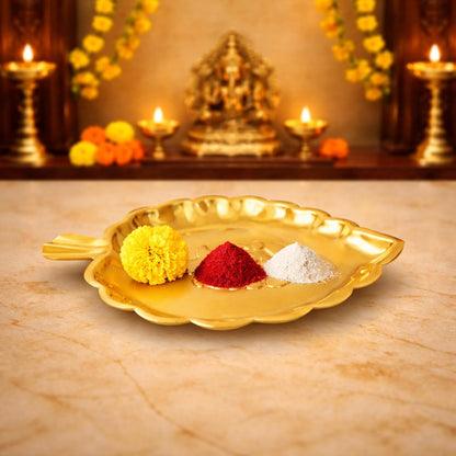 Putrika Traditional Brass Puja|Pooja Thali | Ganesha Leaf Thali