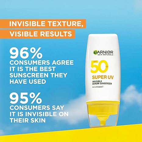 Garnier Super UV Invisible Serum Sunscreen SPF 50 PA++++ - PUSHMYCART
