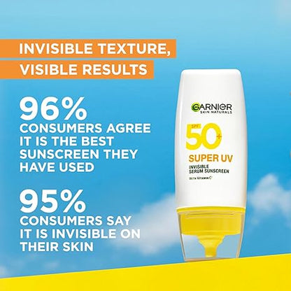 Garnier Super UV Invisible Serum Sunscreen SPF 50 PA++++ - PUSHMYCART