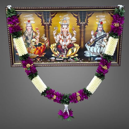 SHRI MATAJI Store Artificial Mala for God Photo Frame (Radish and White)