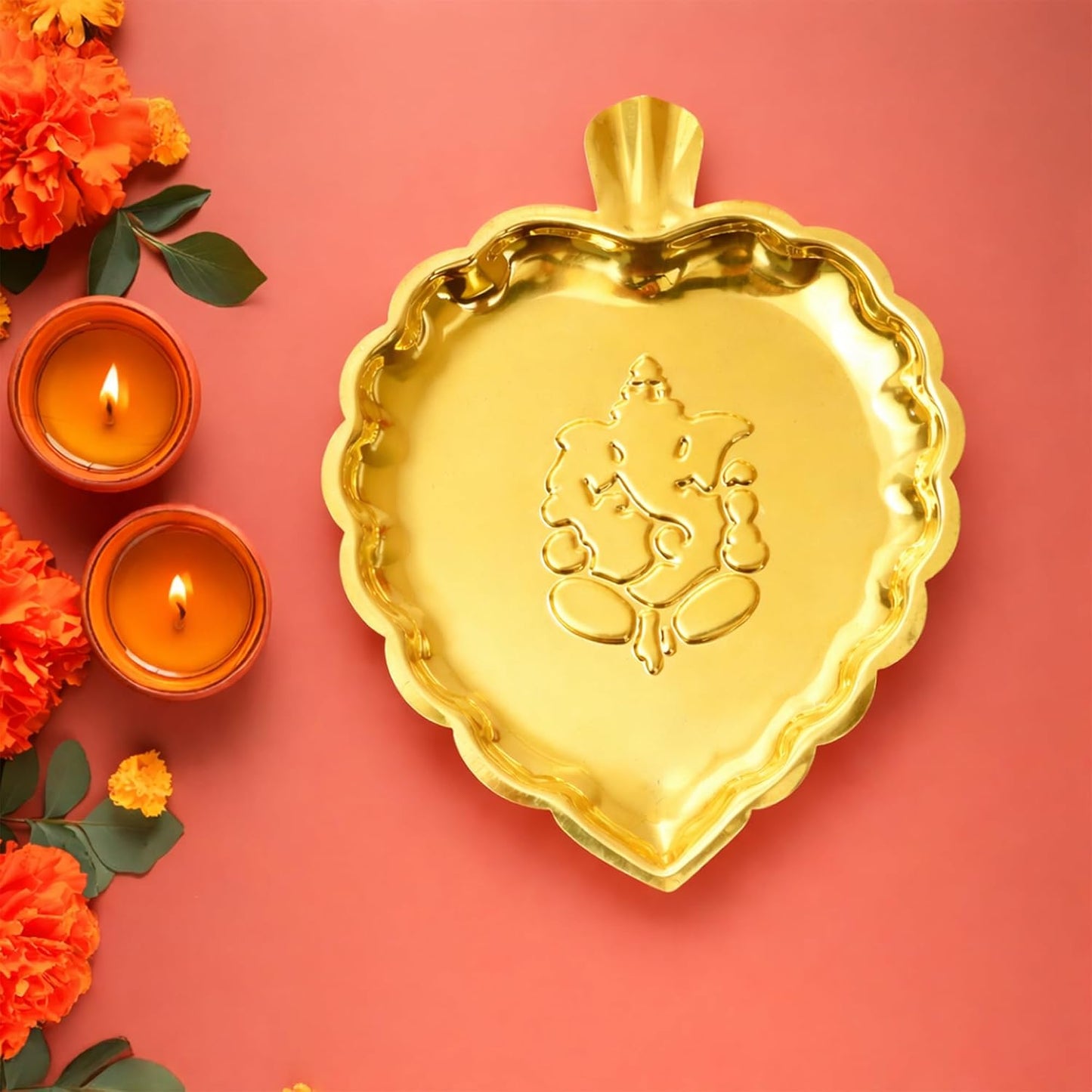 Putrika Traditional Brass Puja|Pooja Thali | Ganesha Leaf Thali