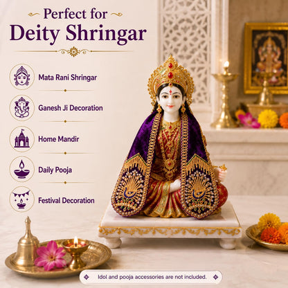 Velvet God Idol Dupatta Shela Chunri Chunni Vastra Peacock Stone Work