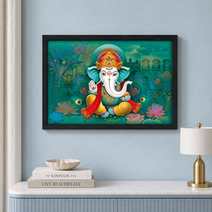 LIFEHAXTORE ® Xtore Wooden Religious Ganesha Art Framed Painting