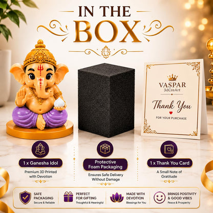 VASPAR Cute Baby Ganesha Idol | Premium Lord Ganesh Murti 