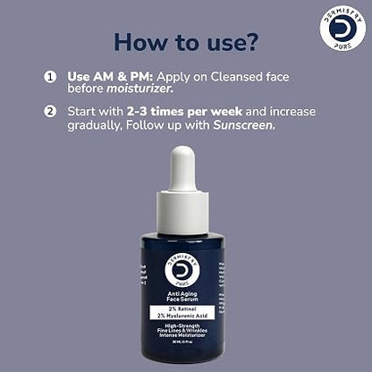 Dermistry 2% Retinol 2% Hyaluronic Acid Face Serum for Skin Care