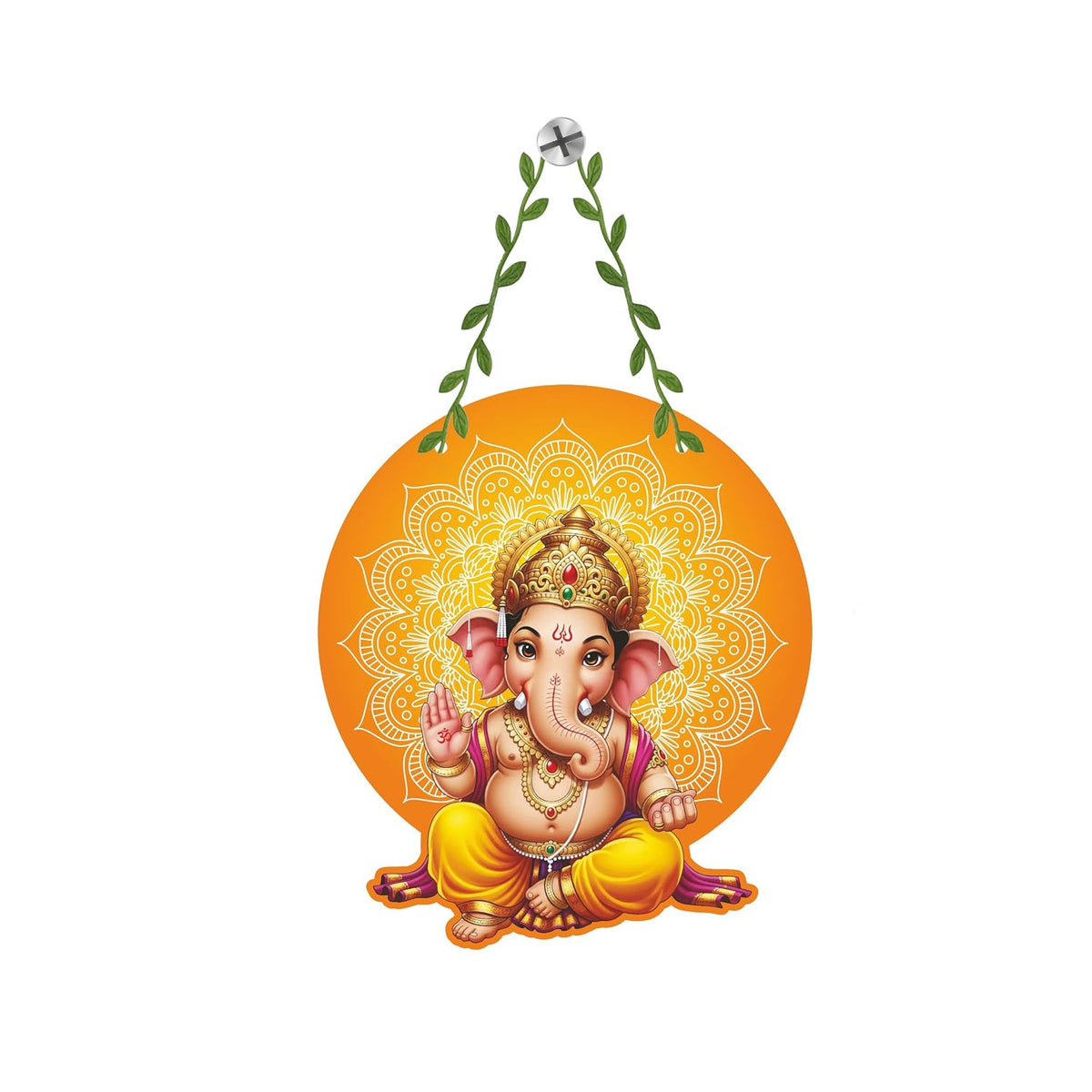 Lord Ganesha Wall Hanging Decor Round MDF Divine Vinayaka Wall Art