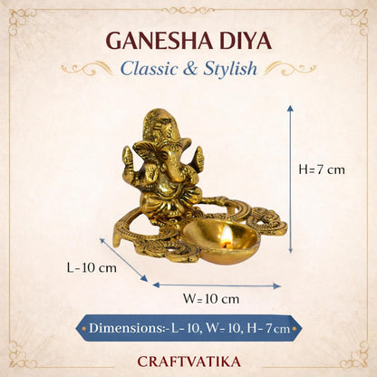 CraftVatika Ganesha Idol with Diya Stand Ganesha Diya Deepak Oil Lamp