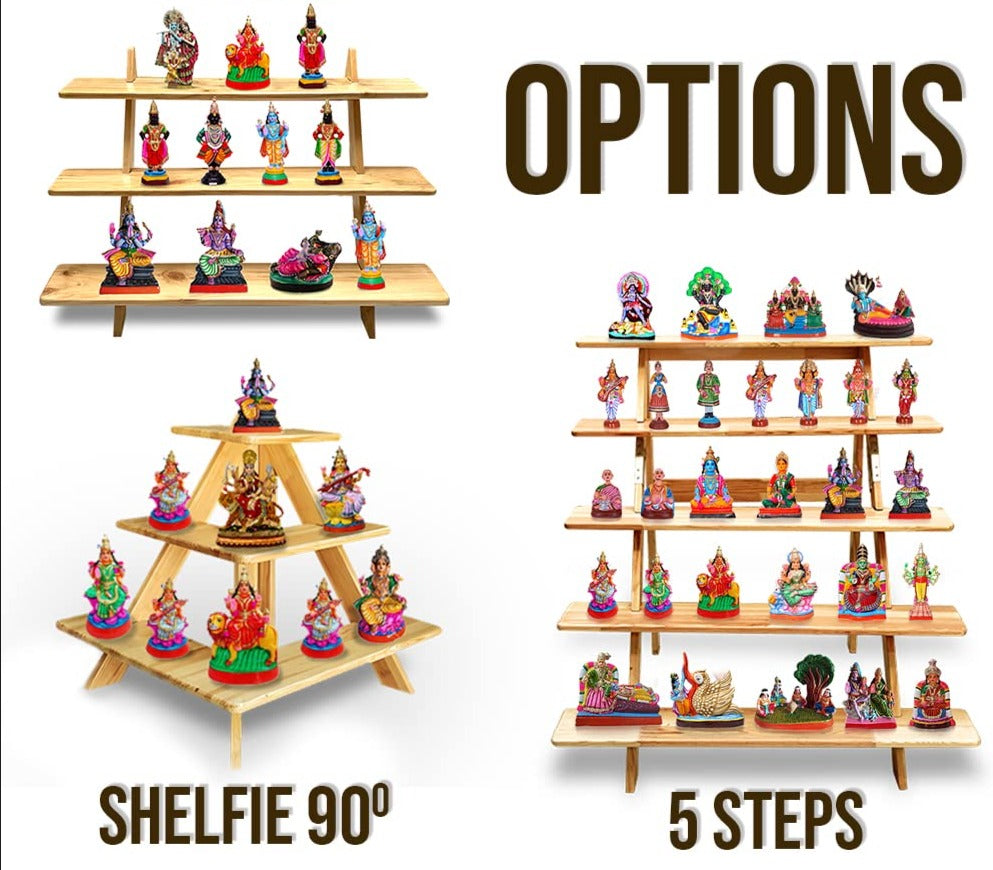 5 Steps Navarathri Kolu Padi Golu Stand Mini Navratri Gollu Padi Navaratri Kollu Stand Navrathri Golu Rack Angle Removable Slotted Display Rack Dismantlable - PUSHMYCART