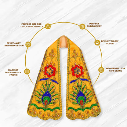 Premium Yellow Ganpati Shela Ganesha Vastra with Peacock Embroidery