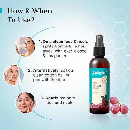 Pilgrim Red Vine Face Mist and Toner with Niacinamide & Aloe