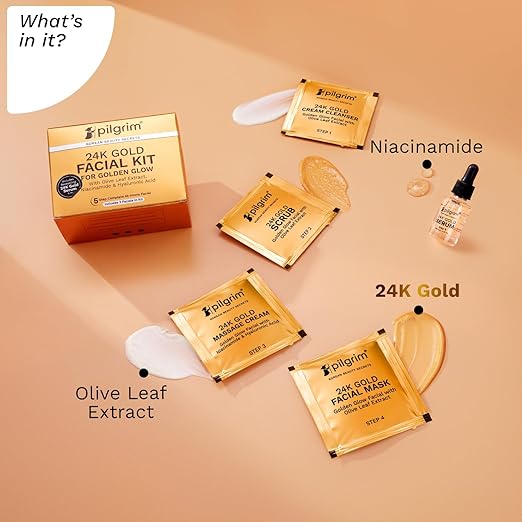 Pilgrim 24K Gold Facial Kit for Golden Glow