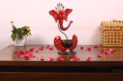 Ganesha Tealight Candle Holder for Home Decoration Iron Metal Handcrafted Ganesh Idol