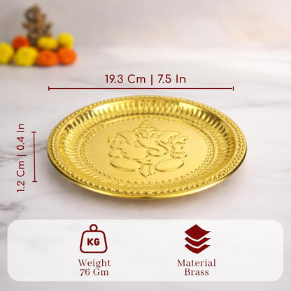 Brass Ganesha Pooja Thali | Small Brass Plate for Mandir