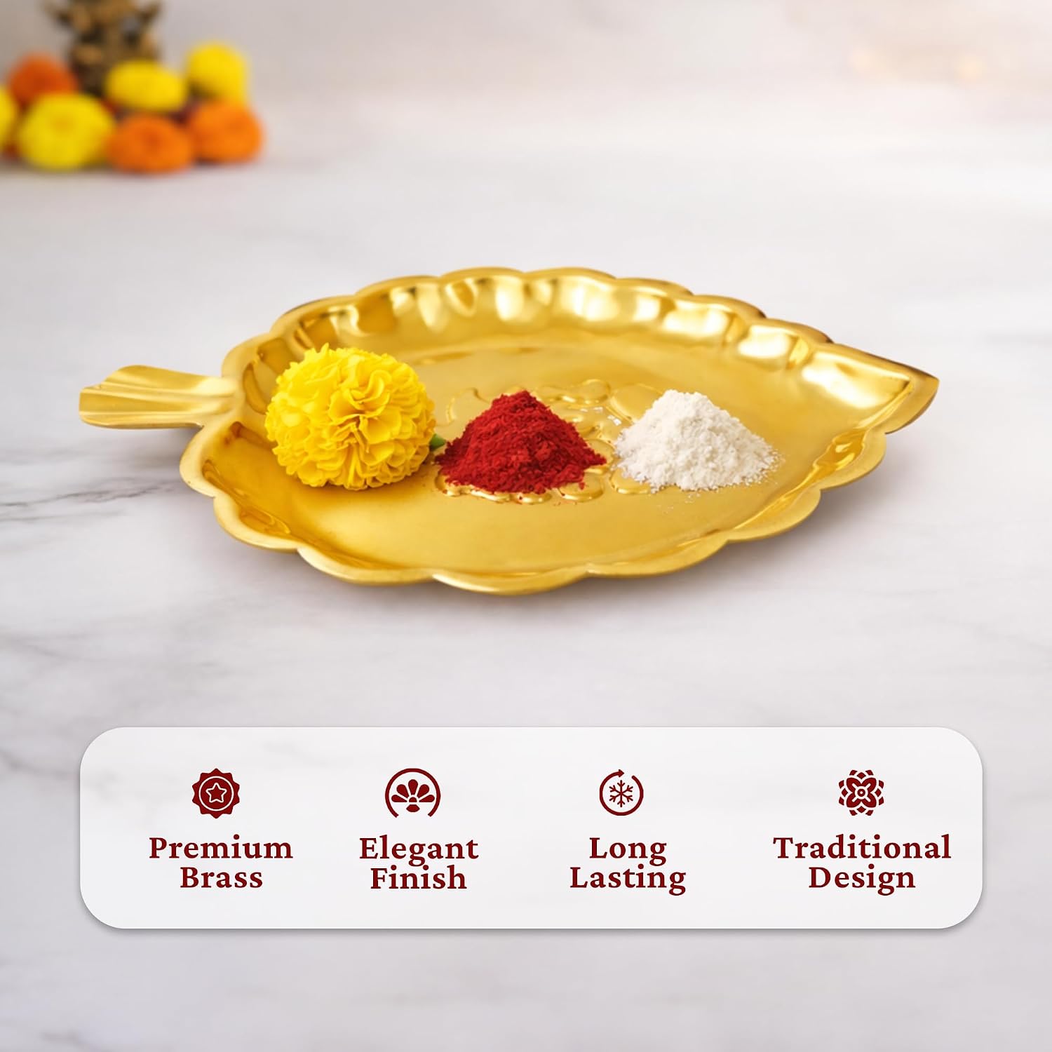 Putrika Traditional Brass Puja|Pooja Thali | Ganesha Leaf Thali