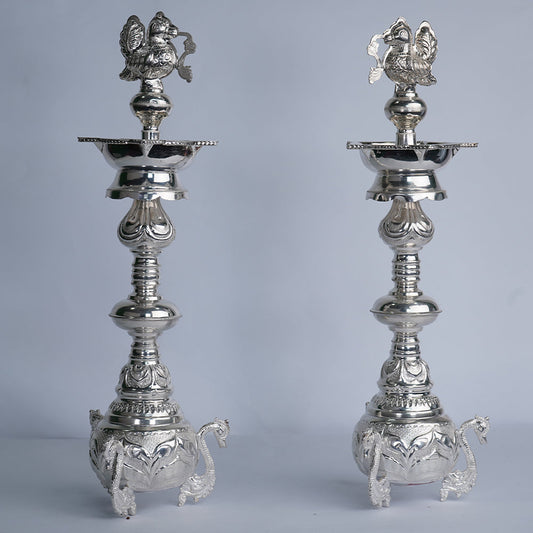 Pure Silver Peacock Design Deepam Stand 1143