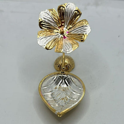 Pure Silver Deepam Gold Coated Flower