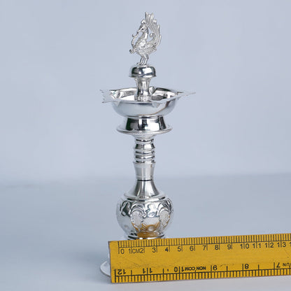 Pure Silver Peacock Design Lamp Stand Pair