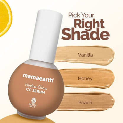 Mamaearth Hydra|Glow CC Serum With Vitamin C and Hyaluronic Acid|Peach