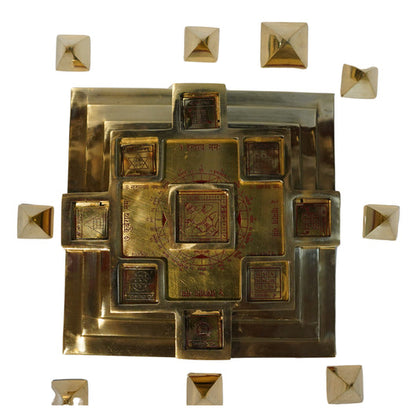Brass Kuberaya Namha Yantra Sacred Vastu Plaque 1770g