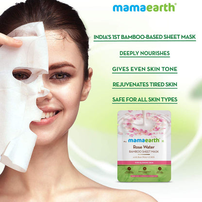 Mamaearth Rose Water Bamboo Sheet Mask with Rose Water & Milk - PUSHMYCART
