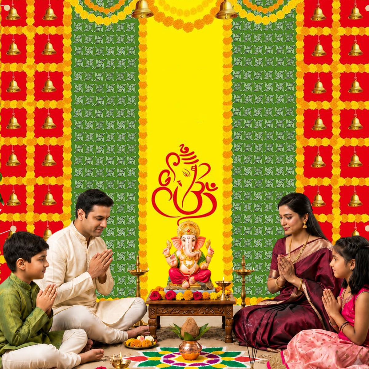 Party Propz Ganpati Backdrop Decoration