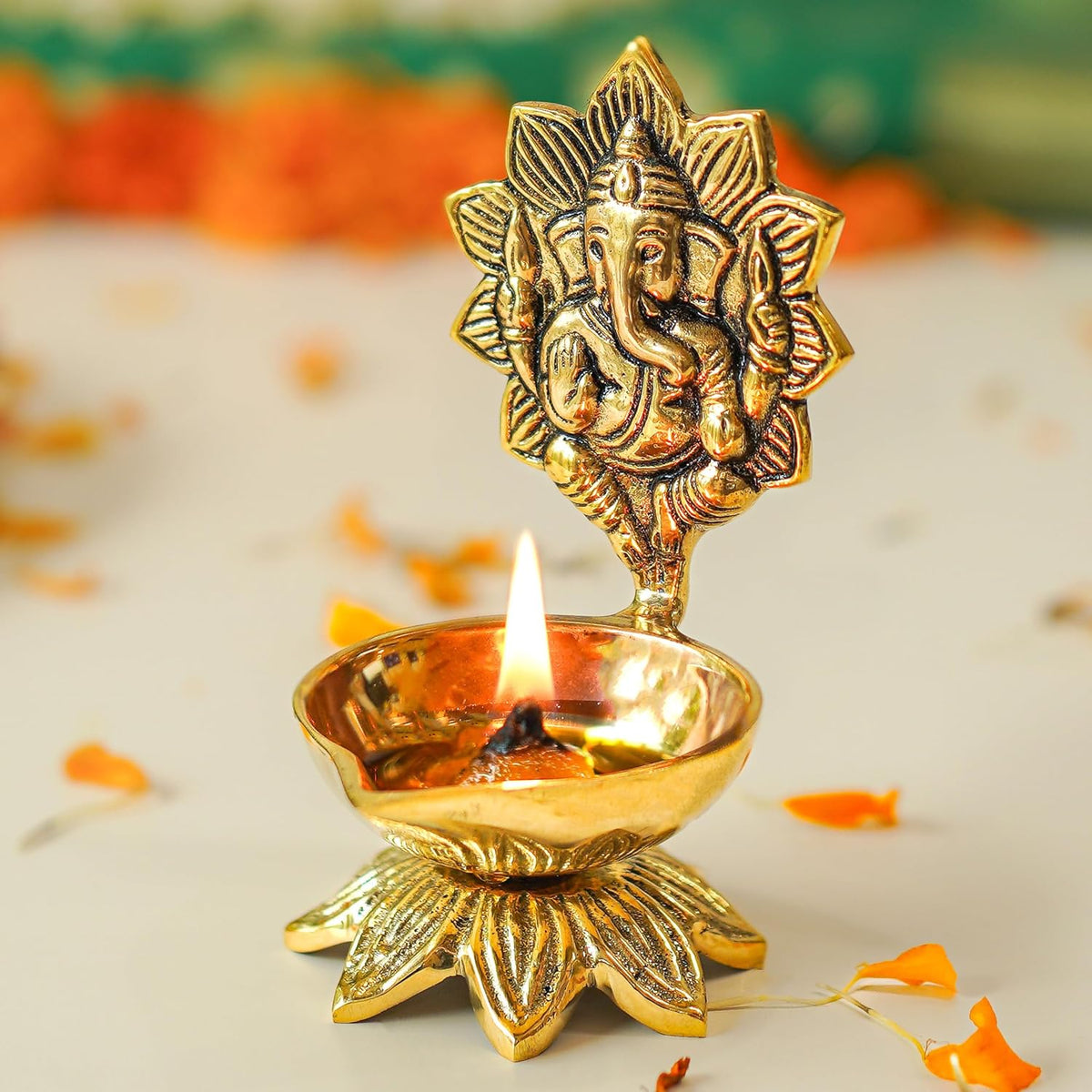 Behoma 100% Pure Brass Ganesh Diya for Pooja Room | Ganesha Idol for mandir