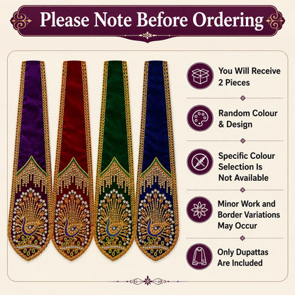 Velvet God Idol Dupatta Shela Chunri Chunni Vastra Peacock Stone Work