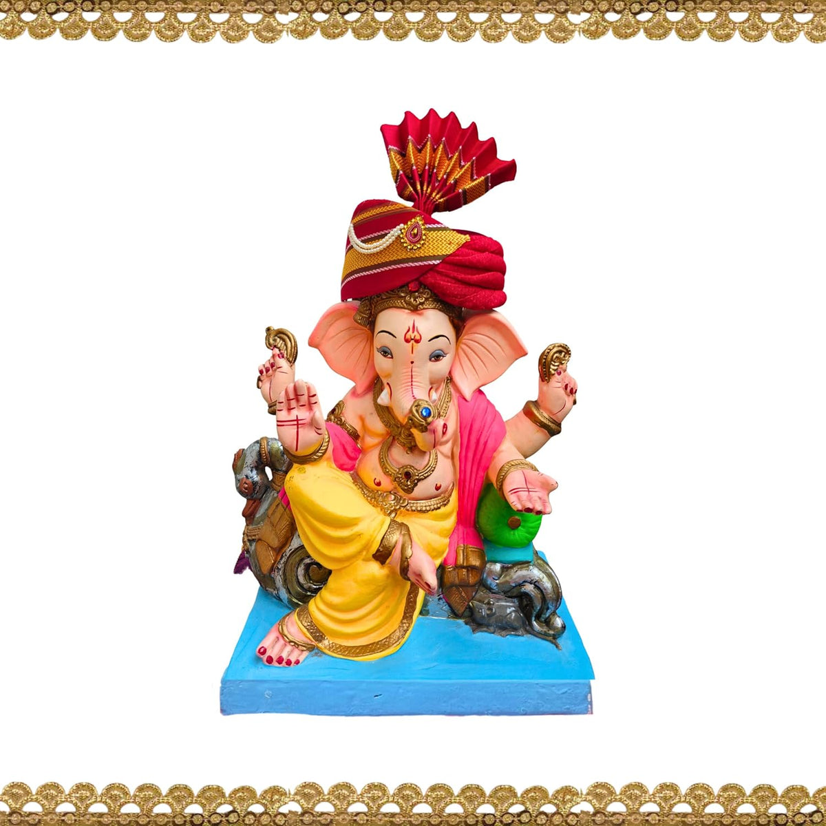 Ganesh Feta Mukut (Turban, Khun, Red)