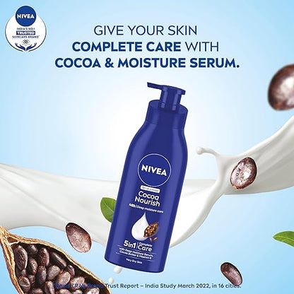 NIVEA Cocoa Nourish Body Lotion with Deep Moisture Serum| 48 H Moisturization