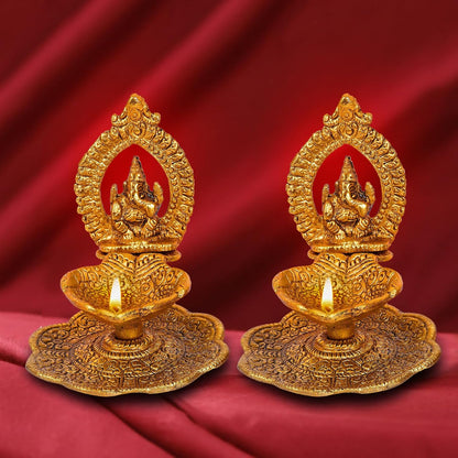 TIED RIBBONS Ganesh Metal Diya Oil Lamp Deepak