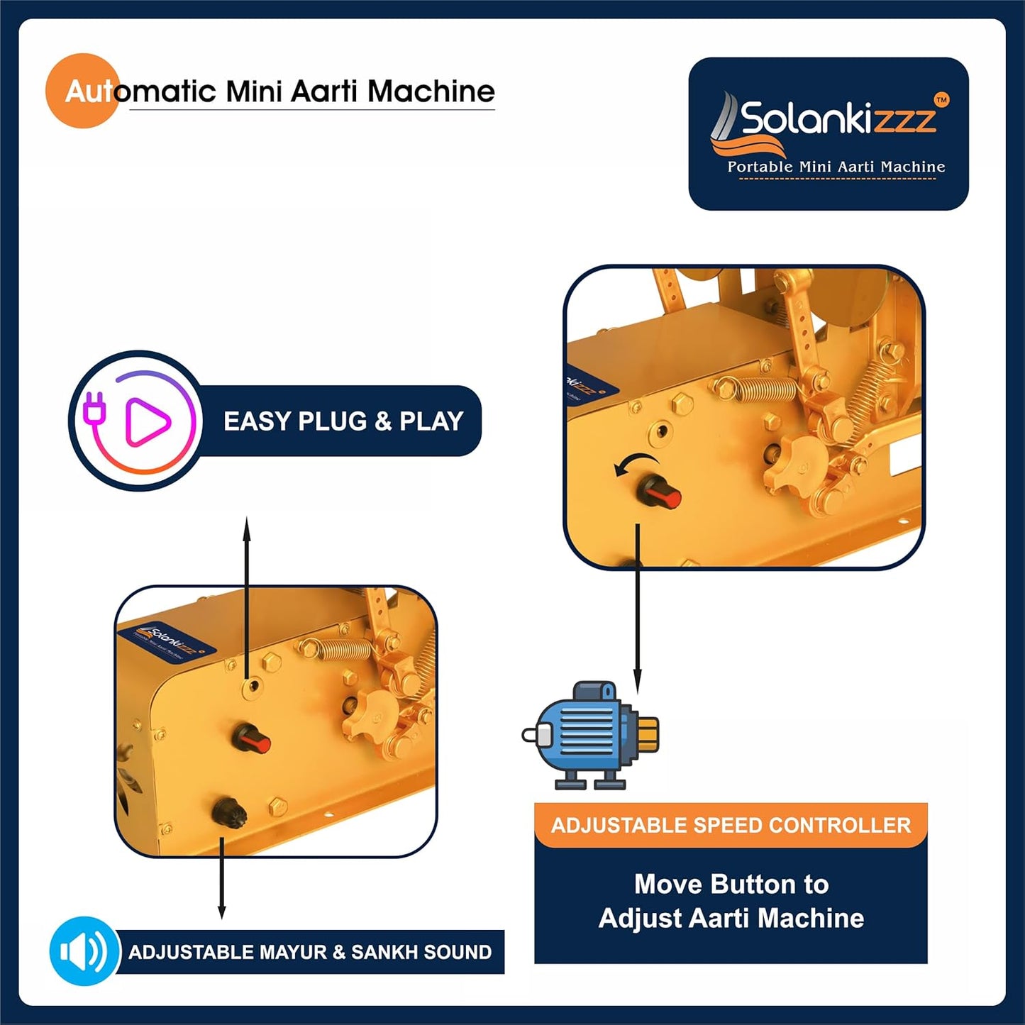 God-Mantra Shankh & Mayur Sounds Fully Automatic Electric Mini Aarti Machine