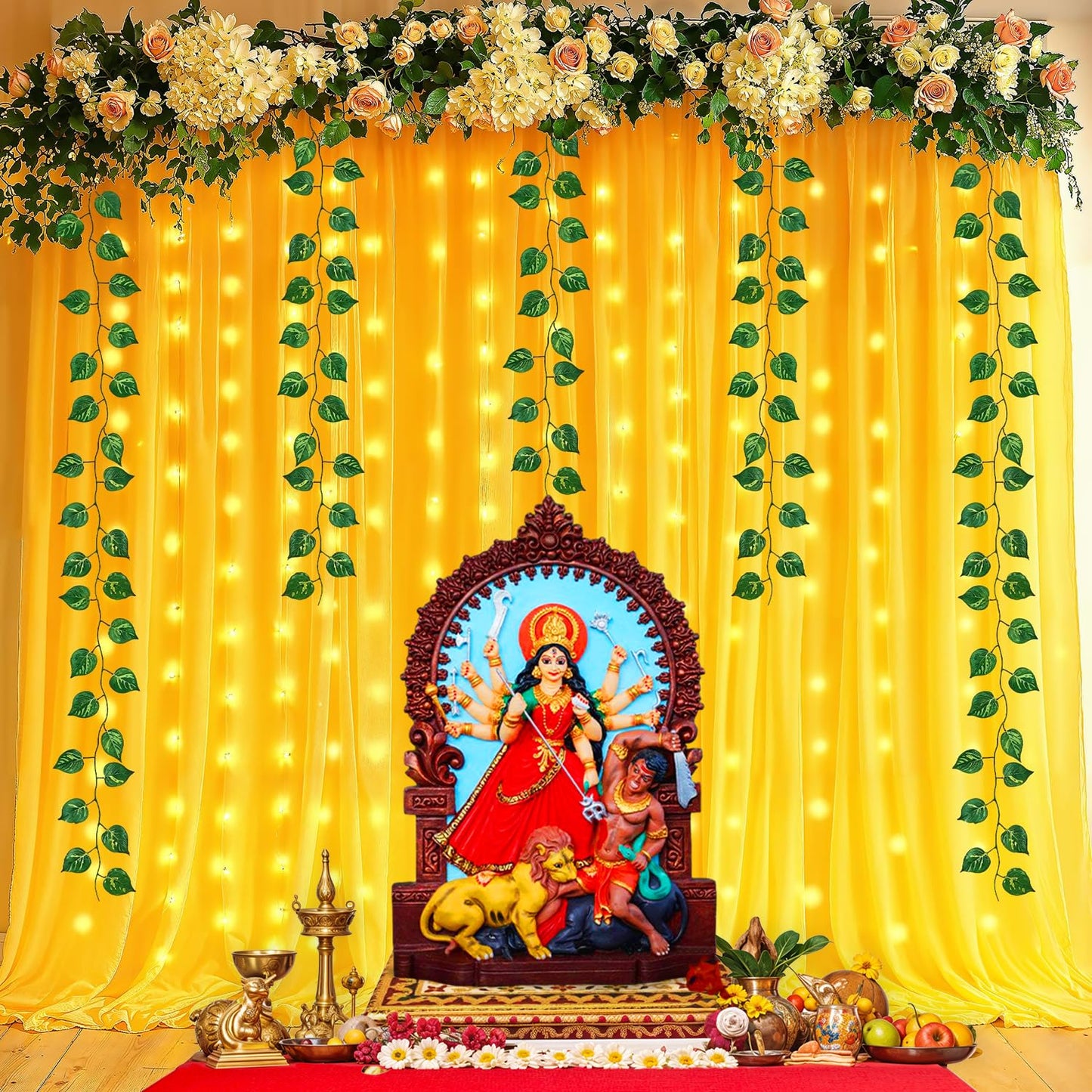 Party Propz Yellow Ganpati Decoration Backdrop