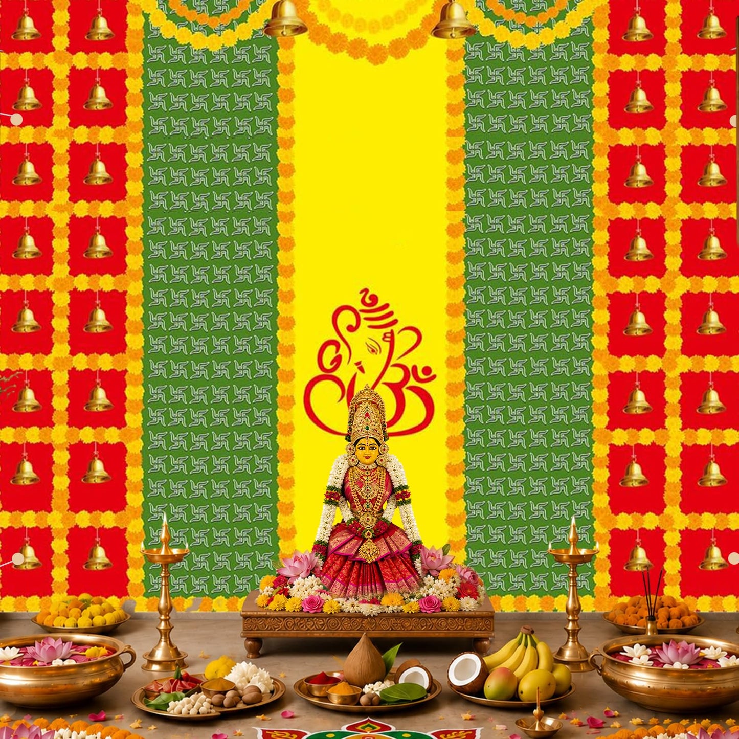 Party Propz Ganpati Backdrop Decoration