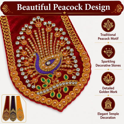 Velvet God Idol Dupatta Shela Chunri Chunni Vastra Peacock Stone Work