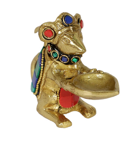 Two Moustaches Brass Ganesha Mouse Oil Lamp Diya