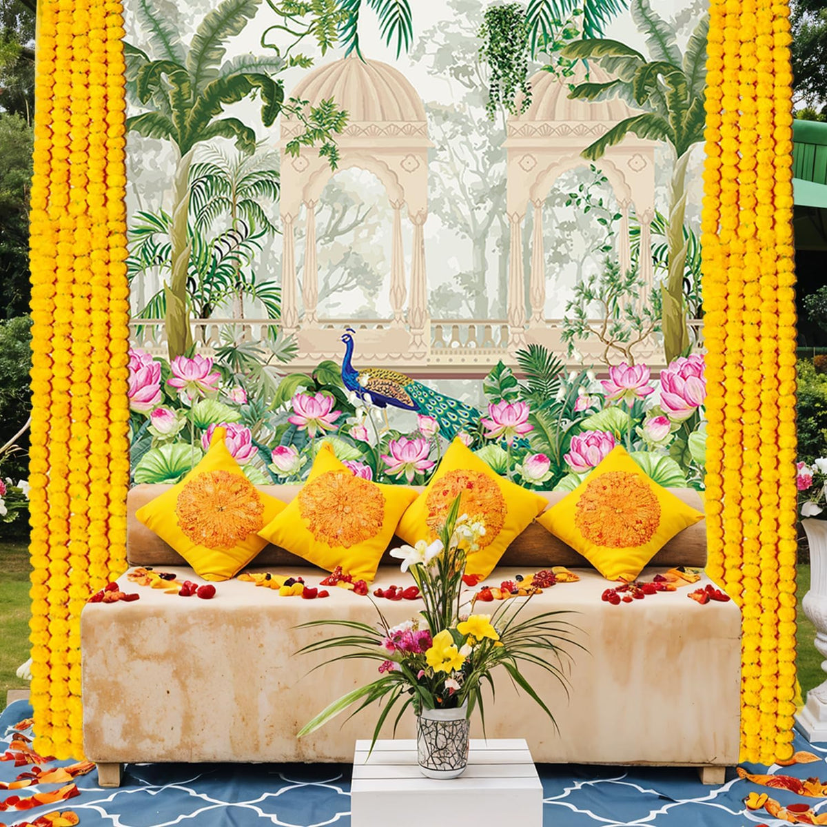 Party Propz Pichwai Backdrop Cloth For Decoration Pooja