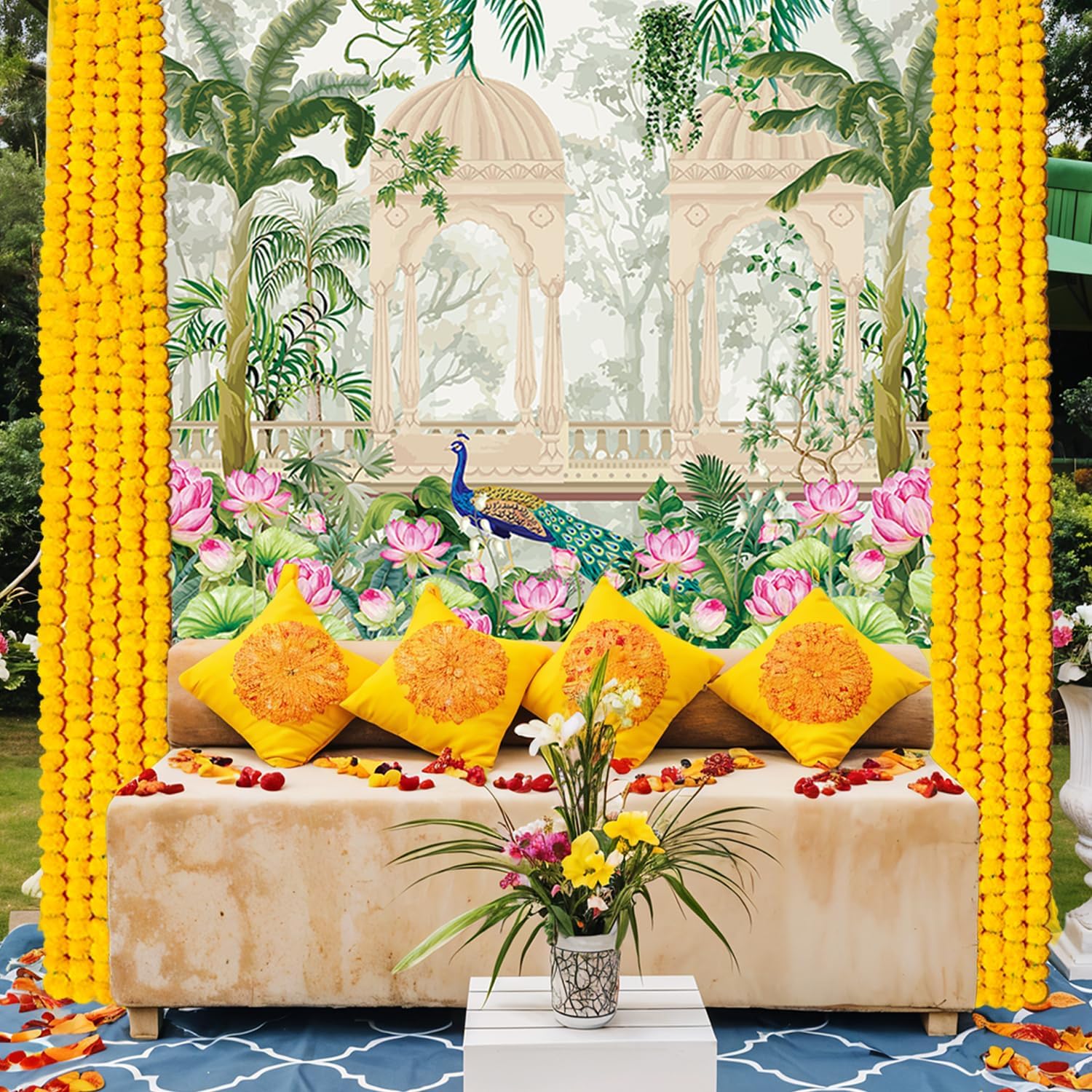 Party Propz Pichwai Backdrop Cloth For Decoration Pooja