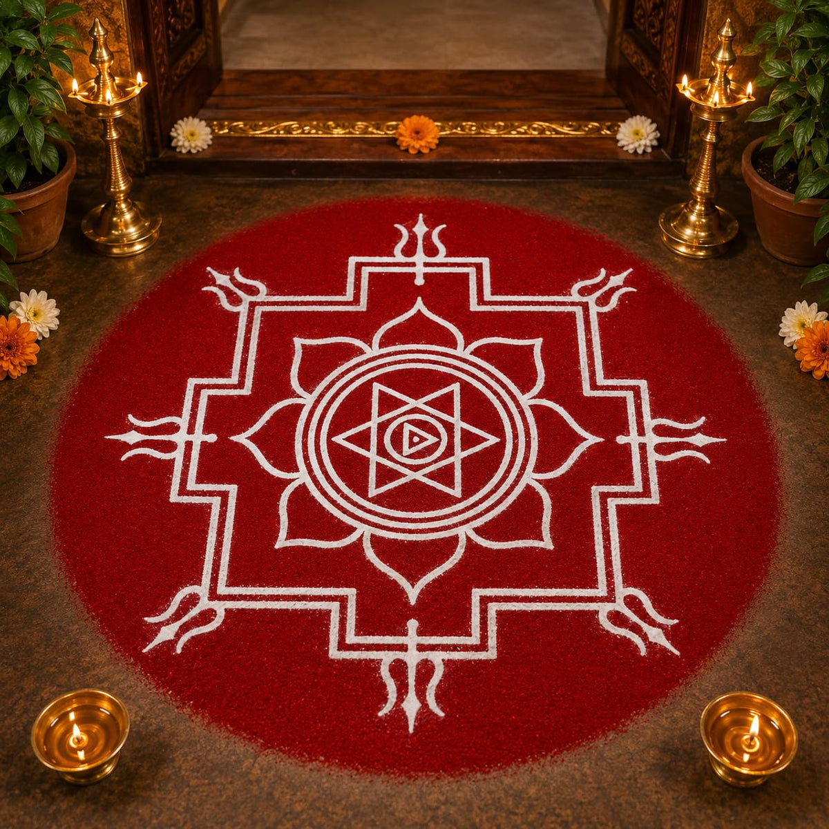 Rangly Durga Namaskar Mandala Yantra, Wooden Stencil
