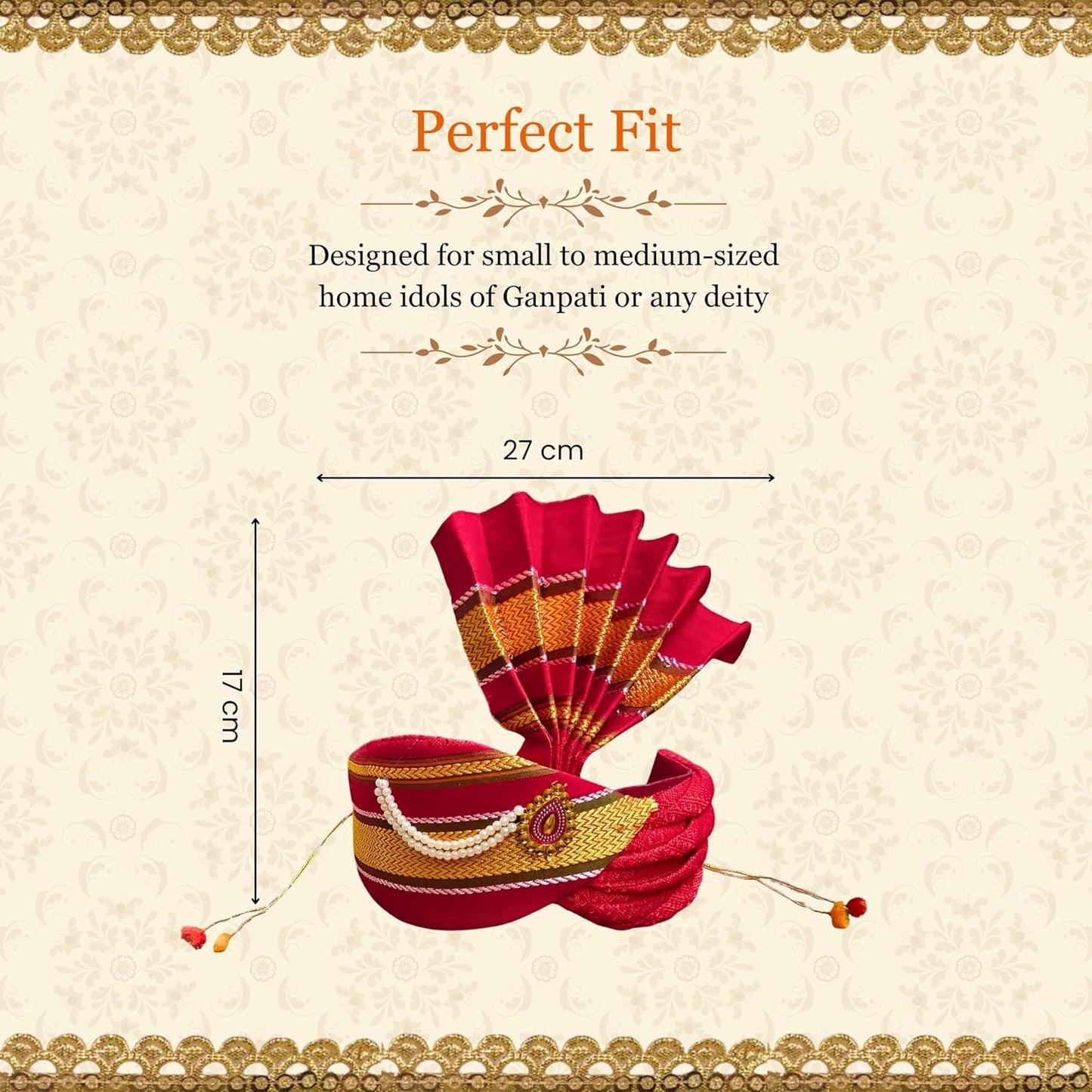 Ganesh Feta Mukut (Turban, Khun, Red)