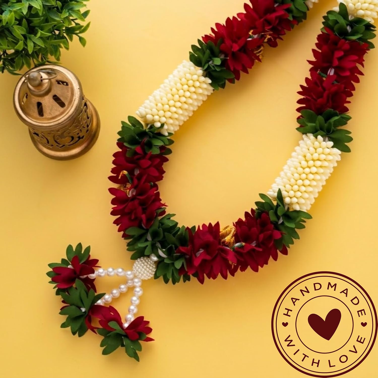 Handmade Artificial Flower Garland for Photo Frame Mala for god Idols Home Decoration